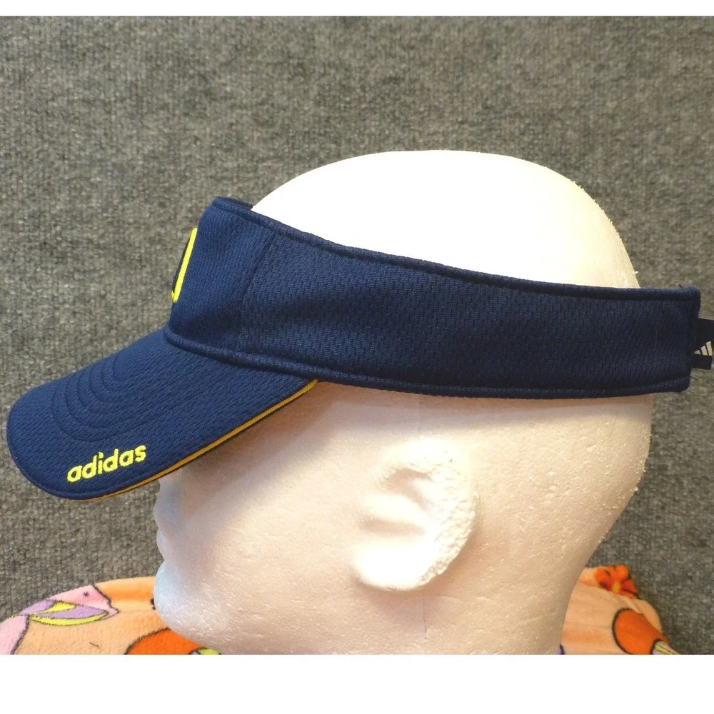 Adidas Climalite Visor Navy Blue Yellow Mesh Athletic Golf Adjustable Hat C153